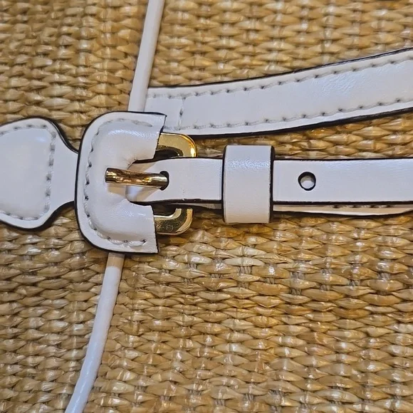Lauren Ralph Lauren Vintage White/Tan Straw-like Shoulder Bag - Picture 3 of 16